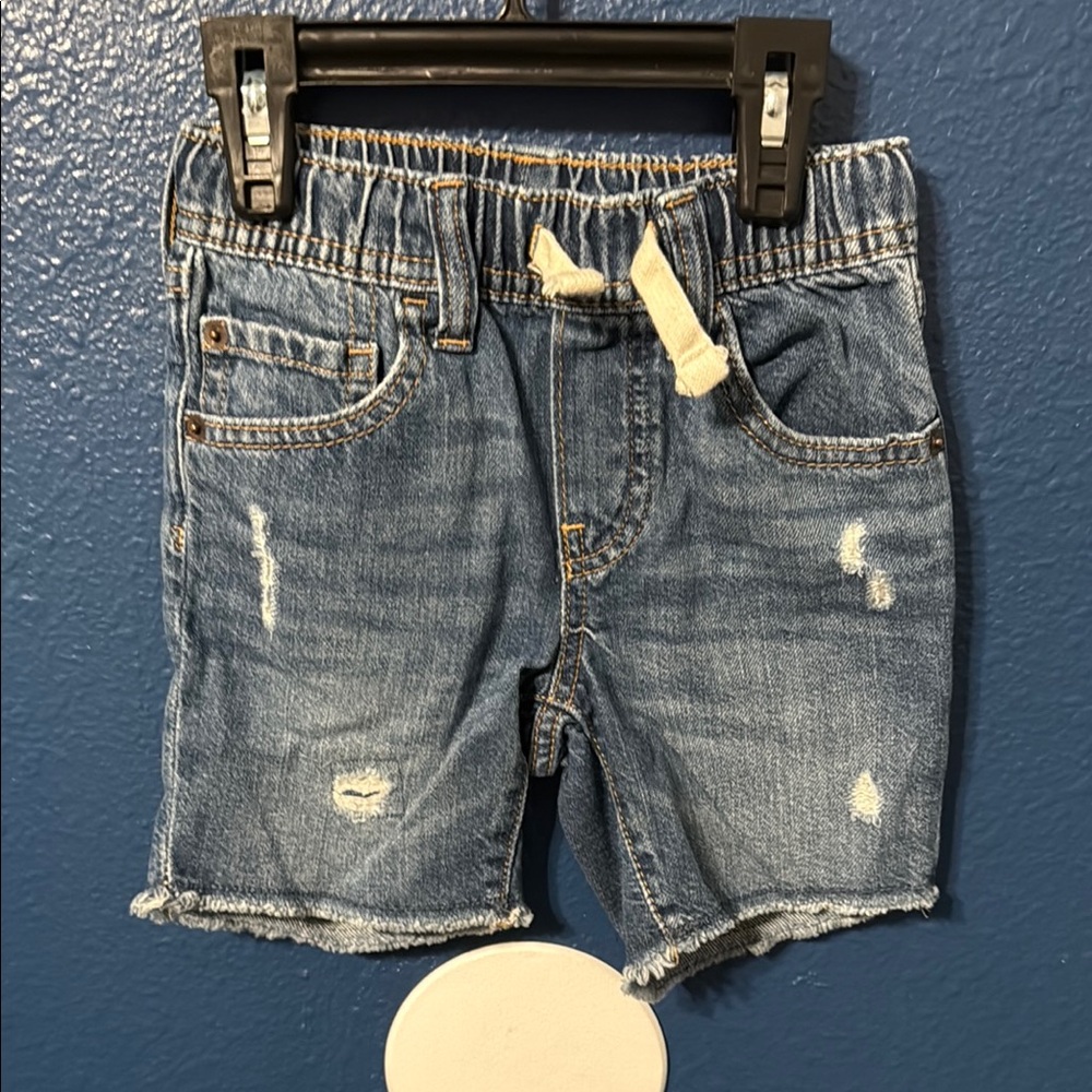 GAP Blue Distressed Denim Shorts with Elastic Waistband